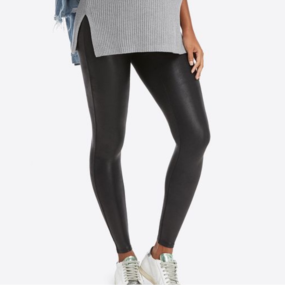 SPANX Mama Faux Leather Leggings Size Large